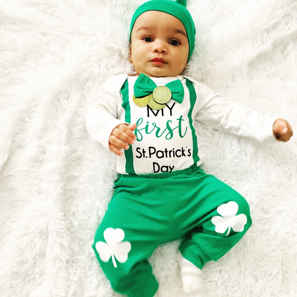 Baby Boy My 1st St. Patrick's Day Pant Clothing Set Newborn Shamrock Outfit 3-6m